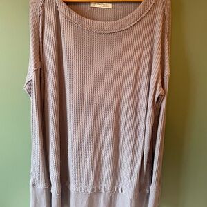 Light grey Waffle Knit Long Sleeve Top